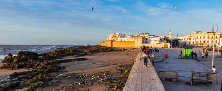 Essaouira, Morocco - November 17, 2019: View of the city walls. Copy space for textのeditorial素材