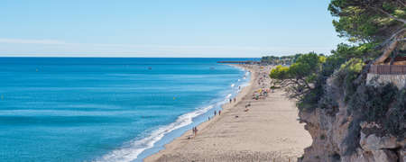 Beautiful sandy beach at the costline of Costa Doradaの写真素材