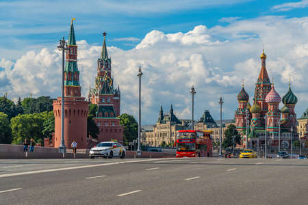 CREAM. MOSCOW, RUSSIA JULY 19.2020: St. Basil's Cathedral in Moscow, an old Cathedral near the Moscow Kremlin.のeditorial素材
