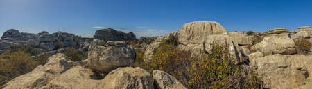 Panorama of El Torcal de Antequera. It is one of the most impressive karst landscapes in Europe.