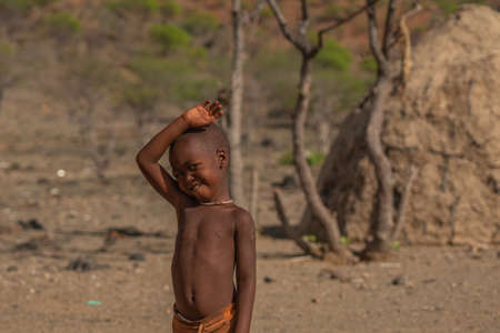 SWAKOPMUND, NAMIBIA - JAN 11, 2020: Street view with buildings in Swakopmund with colorful housesのeditorial素材