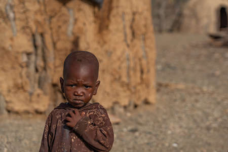 SWAKOPMUND, NAMIBIA - JAN 11, 2020: Street view with buildings in Swakopmund with colorful housesのeditorial素材