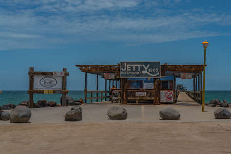 SWAKOPMUND, NAMIBIA - JAN 11, 2020: Local craft market in Swakopmund at the promenade. Local hand made toys and other African goodsのeditorial素材