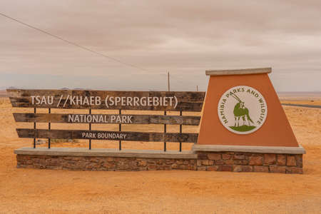 White Church from Town Aus, Namibia, background cloudy sky, Namib Naukluft Randの写真素材