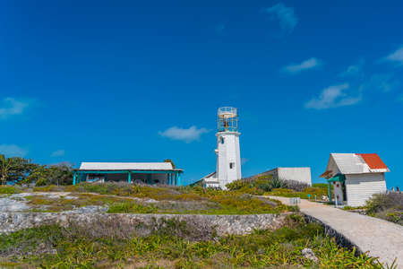 Walking way at the Lighthouse in the south at the beautiful Caribbean coast in Isla Mujeres - Mexicoの写真素材