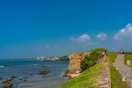 GALLE, SRI LANKA - DECEMBER 24.2021: Way at the fortress in Galle with the old walls in backgroundのeditorial素材