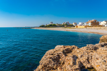 Coastline at Vinaros in the Costa del Azahar, Valencia Spainの写真素材