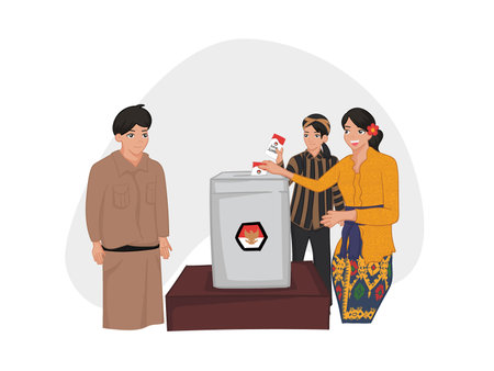 People doing election in Indonesiaのイラスト素材