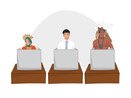 People doing election in Indonesiaのイラスト素材