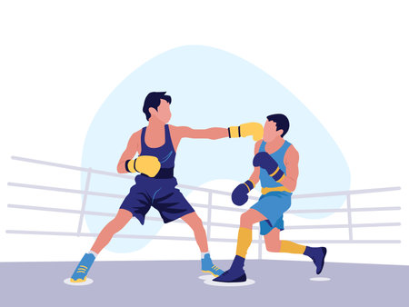 boxer training in the ring, vector illustraction design  imageのイラスト素材