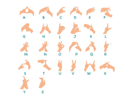 Set of Indonesian Sign Language Vector illustration in flat style.のイラスト素材
