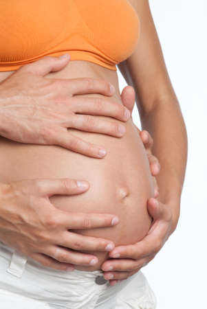 Pregnant Woman Belly with a White background