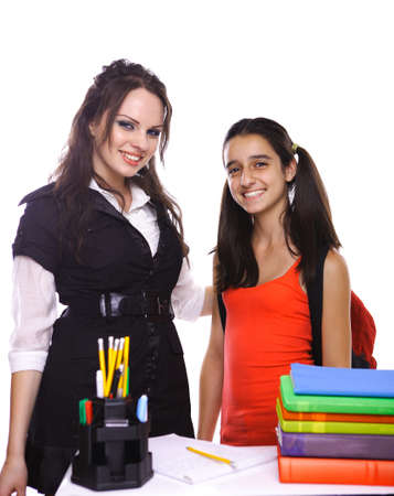 First day of school, Student and Teacher posingの写真素材