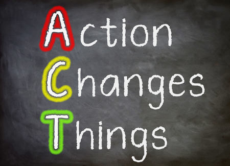 Action Changes Things - chalkboard conceptの写真素材