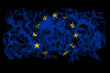 Smoking flag of European Unionの写真素材