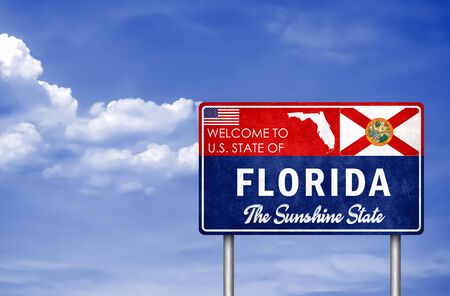 Welcome sign to the US State of Florida in Americaの写真素材