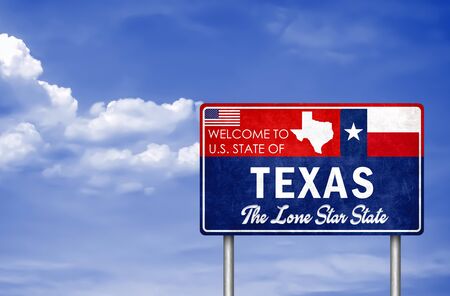 Welcome sign to the US State of Texas in Americaの写真素材