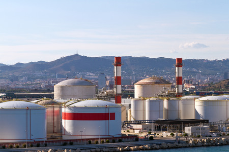 Oil storage in the modern port.の写真素材