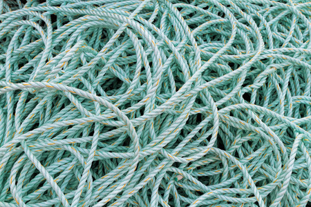 Green marine rope used on boats and ships.の写真素材