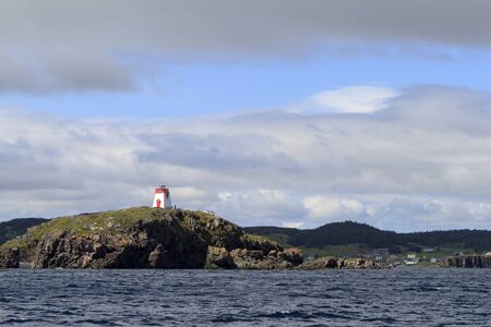 Light tower on coastline, Newfoundland and Labrador, Canada.の写真素材