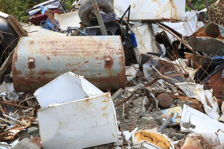 Trash dumped at roadsideの写真素材