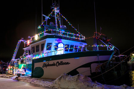 Decorated fishing boats in Port De Grave, Newfoundland and Labrador, Canada. のeditorial素材