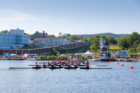 ST. JOHNâS, CANADA, AUGUST 1, 2018: 200th running of the Royal St. Johnâs Regatta. The oldest regatta in North America, taken on August 1 in St. Johnâs.のeditorial素材