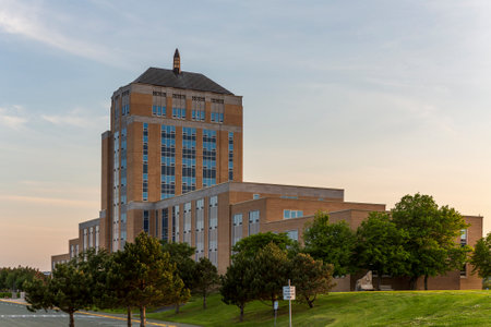 ST. JOHN'S, NEWFOUNDLAND AND LABRADOR, CANADA - JULY 17, 2019. The House of Assembly (Confederation Building) is the building containing the Government Legislature for the province, taken on July 17, 2019, in St. John's.のeditorial素材