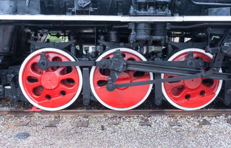 Old steam train wheelの写真素材