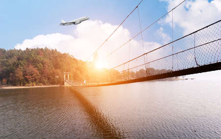 Rope bridgeの写真素材