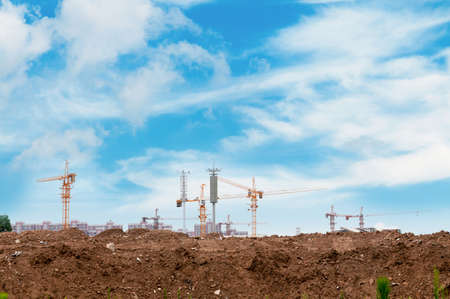 Construction site with crane and building