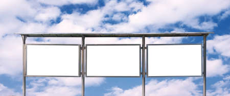 Blank billboard on blue sky useful for your advertisingの写真素材