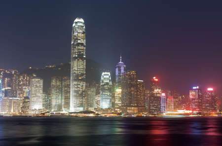 Hong Kong Skyline from Victoria Harbour at dusk
