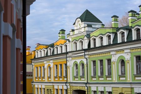 new yellow and green building of classic style