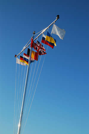 various national flags flapping in the windの写真素材