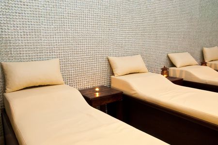 Massage treatment room in a spa hotelの写真素材