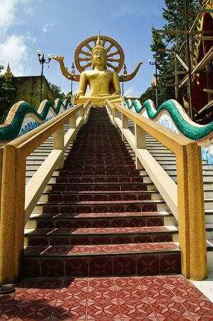 12 metre tall big Buddha in Wat Phra Yai, on Koh Samui, Thailandの写真素材