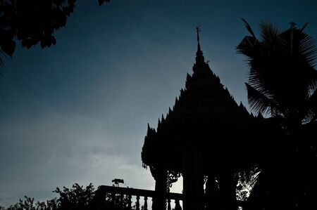 silhouette of buddhistic pagoda on Koh Samui island, Thailandの写真素材