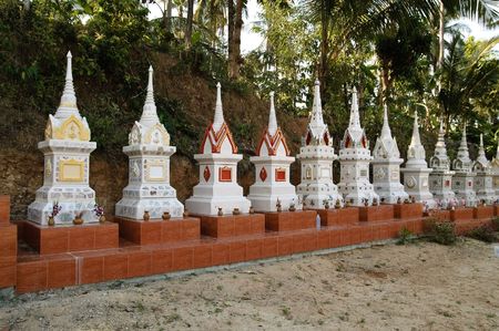 buddhistic cemetery of monks on Koh Samui island, Thailandの写真素材