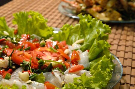 Thai style raw prawns in spicy sauceの写真素材