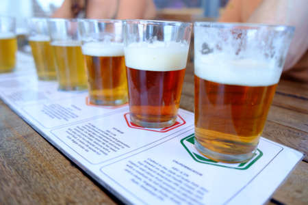 An assortment of beer at a local brewery in Cape Town.の写真素材