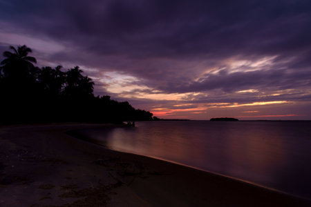 Amazing colors created by the setting sun behind the lagoon in Kalpitiya.の写真素材