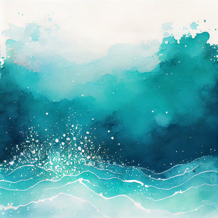Abstract blue watercolor background. Hand-drawn illustration for your design.の素材