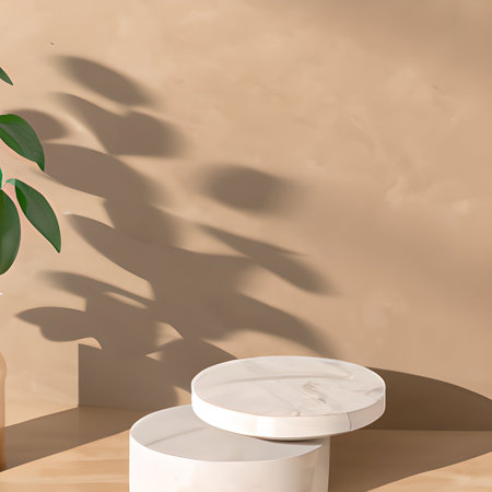 3d render, abstract minimal geometric background, simple forms, podium for product presentation.の素材