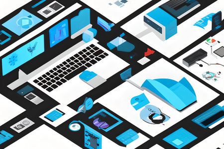illustration of info graphic technology concept in isometric 3d graphicの素材
