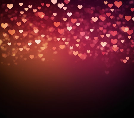 Valentine's day abstract background with hearts bokeh lightsの素材