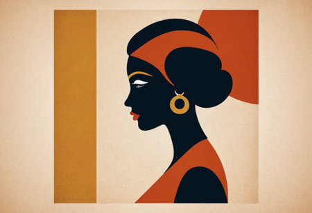 Portrait of beautiful african american woman in retro style.の素材