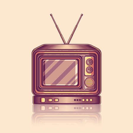 Retro old tv vintage style illustration, vintage old tv retro, old television vector, old tv retro illustrationのイラスト素材