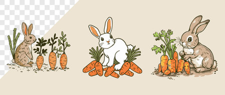 Rabbits with Carrotsのイラスト素材