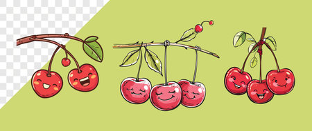 Cheerful Cherries with Cute Expressions